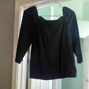 Ann Taylor Black polkadot long sleep top